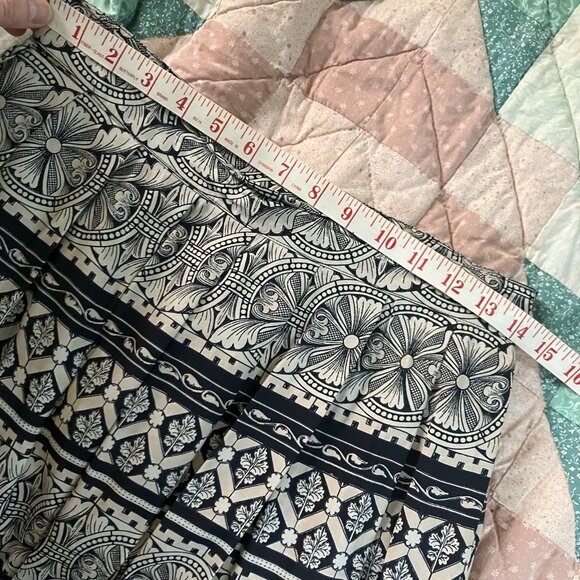 Vintage 90s Midi Maxi Pleated Skirt Womens 10 Hippie Boho Stripe Geometric Flora - Picture 4 of 9